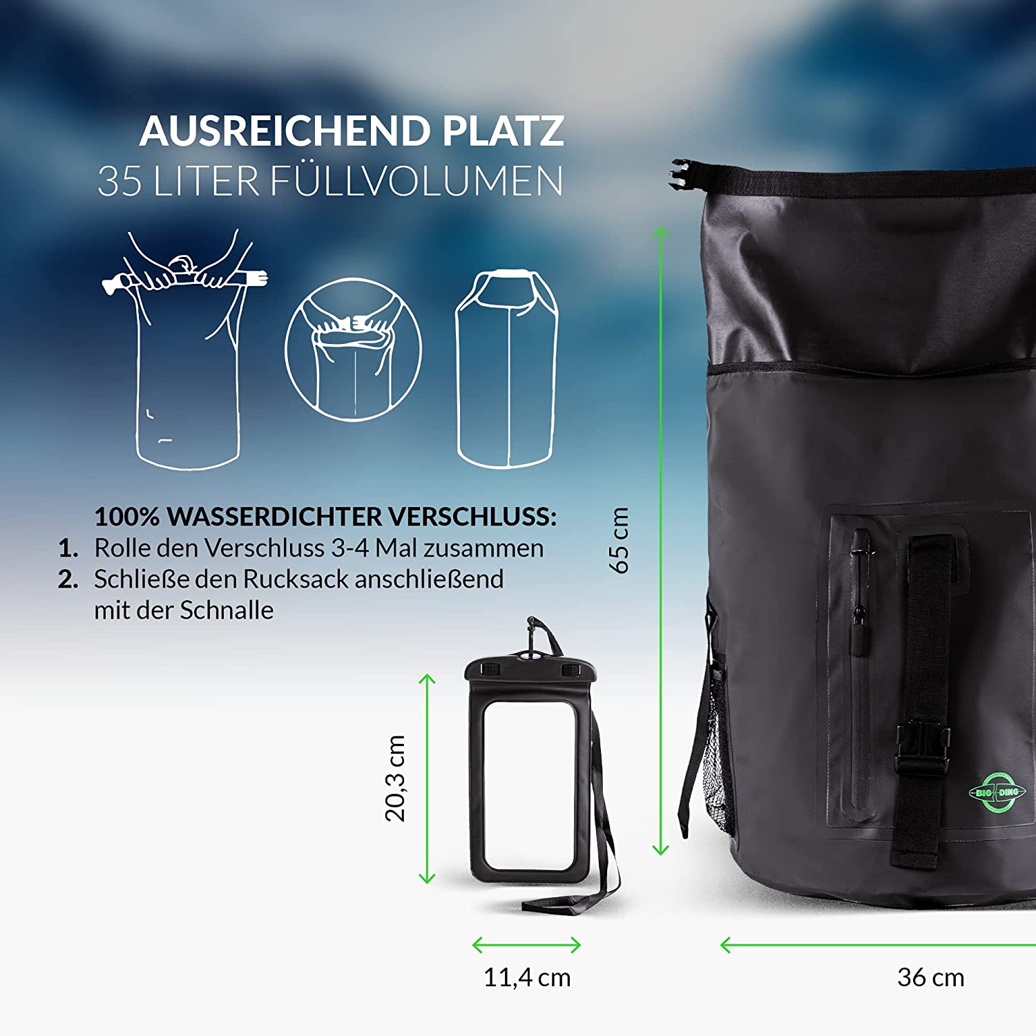 35 liter waterproof backpack best sale